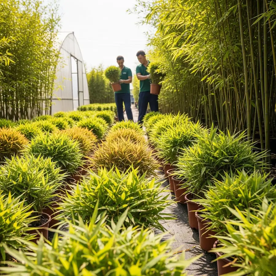 Colección de bambú en vivero