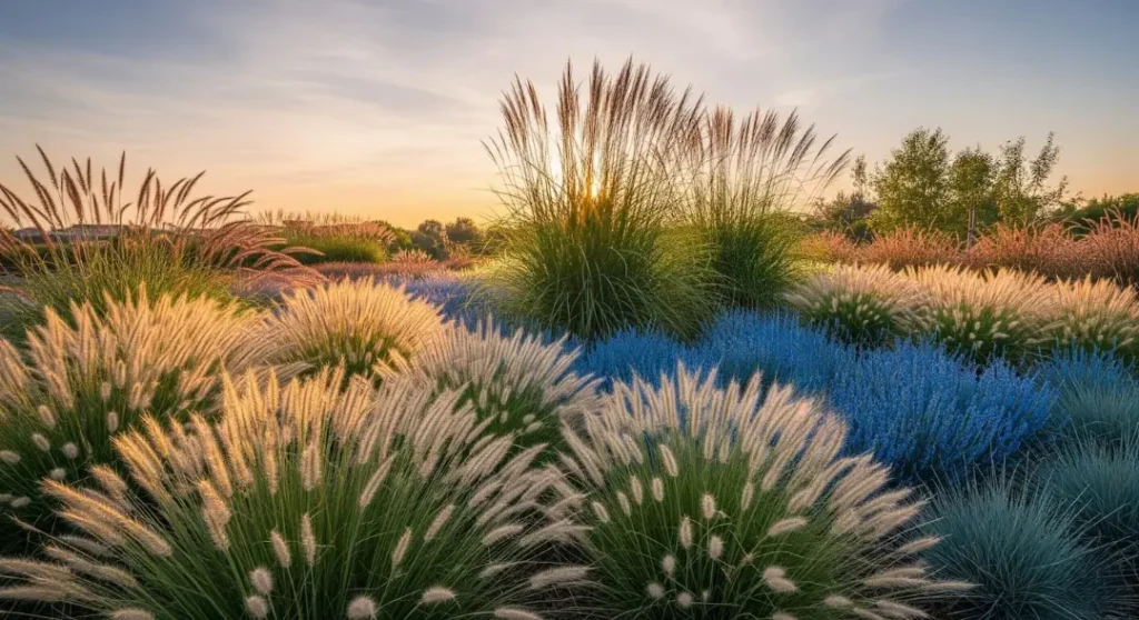 gramíneas al atardecer