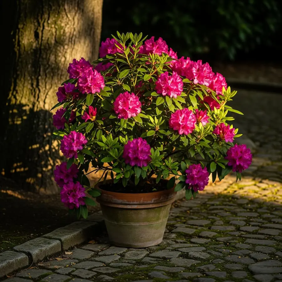 rododendro en maceta