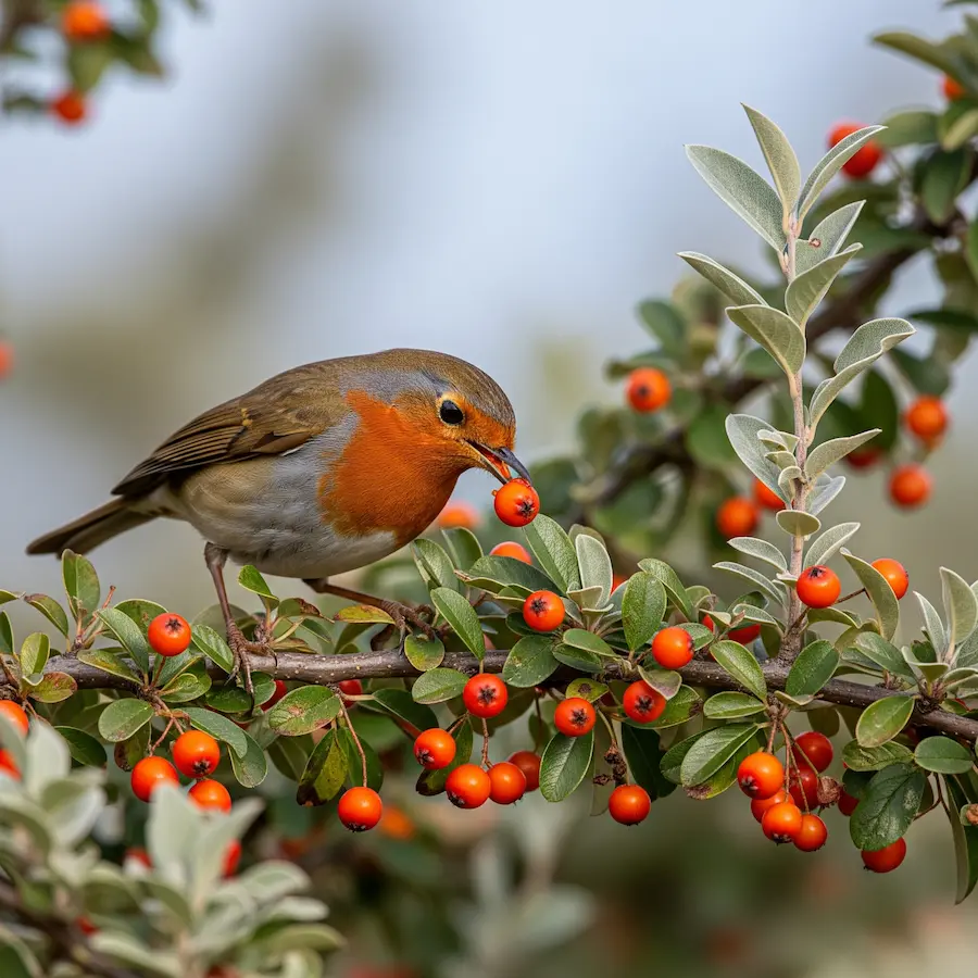 cotoneaster franchetii una planta que sirve de alimento a pájaros