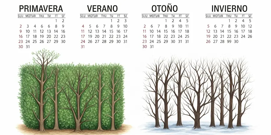 Calendario para setos de leylandii