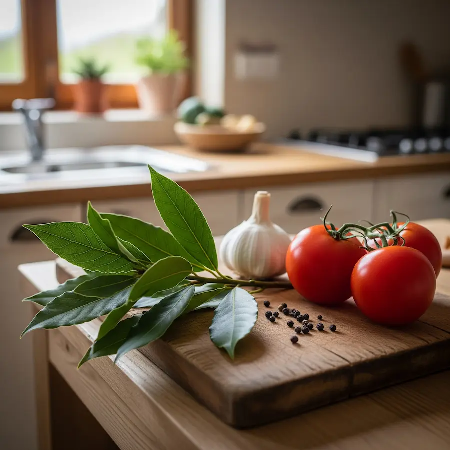 laurel real en la cocina