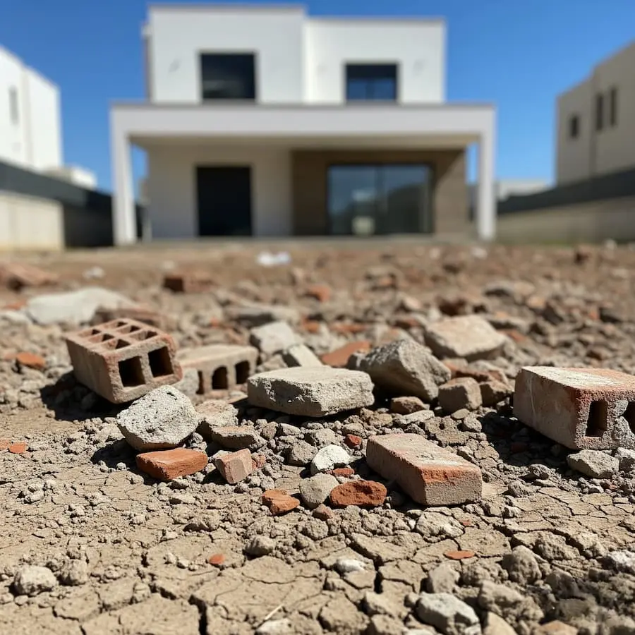 chalet terminado y el estado de la parcela