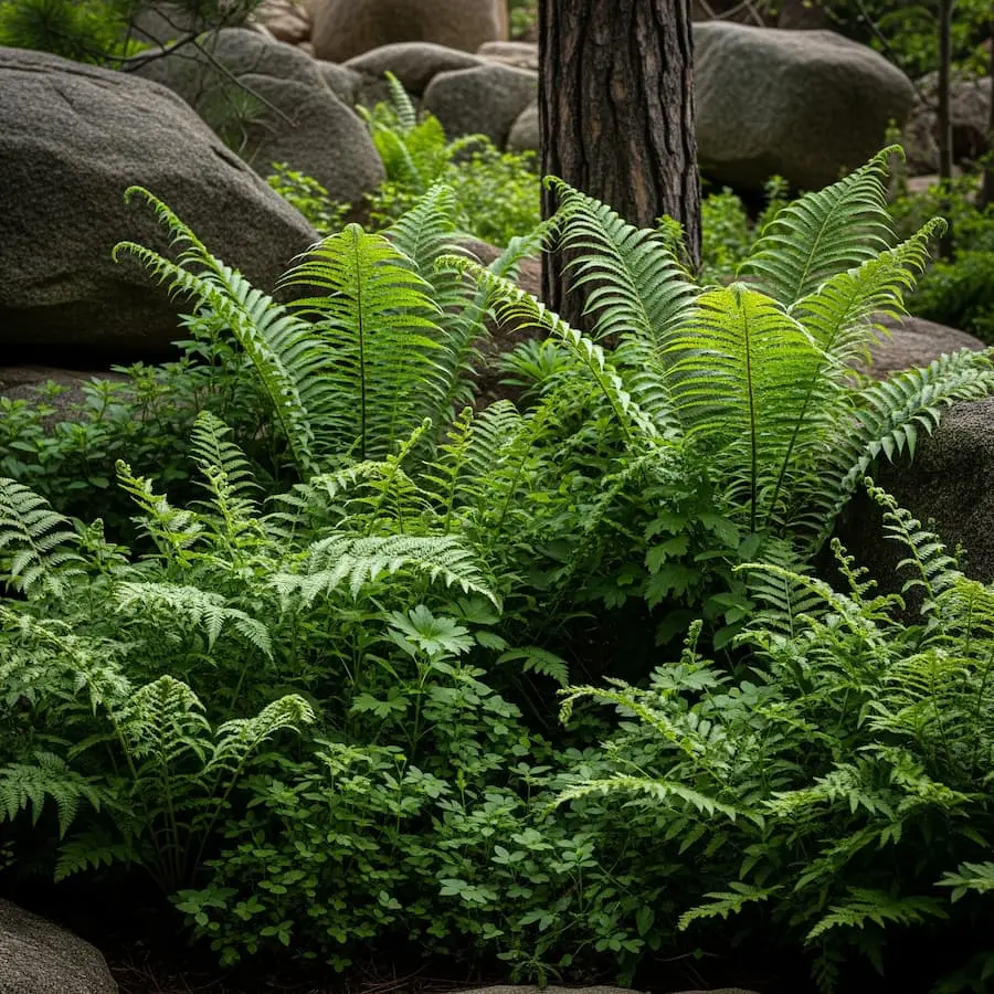 helechos en sombra frescor del sotobosque
