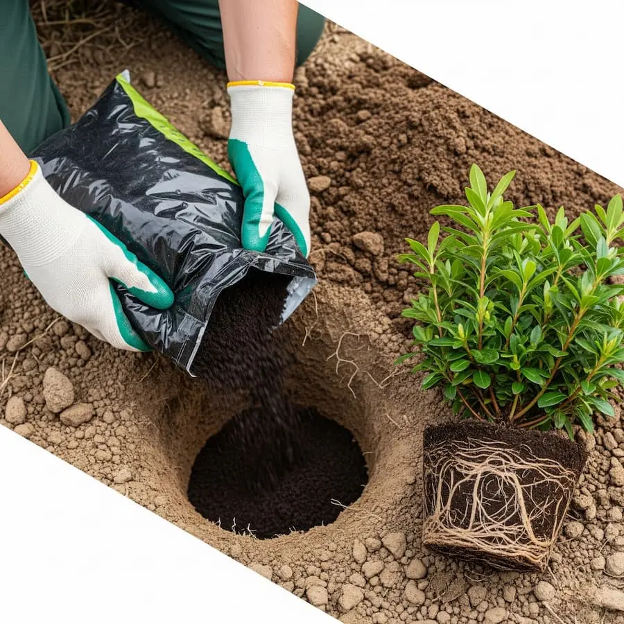 preparación para plantar acidofilas