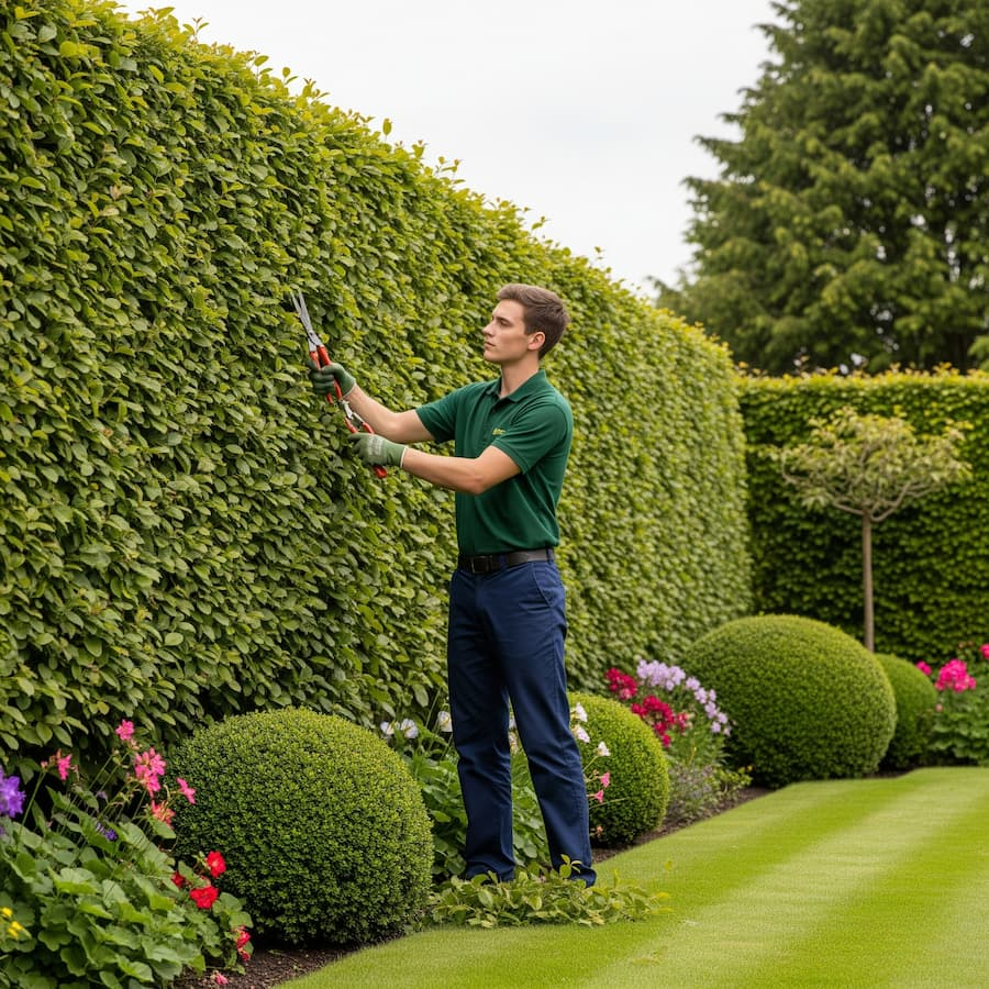 recorte de seto poda en verano, ligera